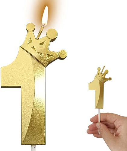 Gold Number Candles Birthday Candles for Cake Candles Birthday Decorations for Women/Men Birthday Cake Topper (Gold, 1)