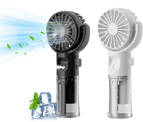 Tragbarer Handventilator Mit Wasser | 2 In 1 Mini Ventilator Usb | 800 MAh Handventilator Mit Wasserkühlung | Wasserventilator Mit 4 Geschwindigkeiten Für Büro,Reise Und Camping (Schwarz+Weiß)