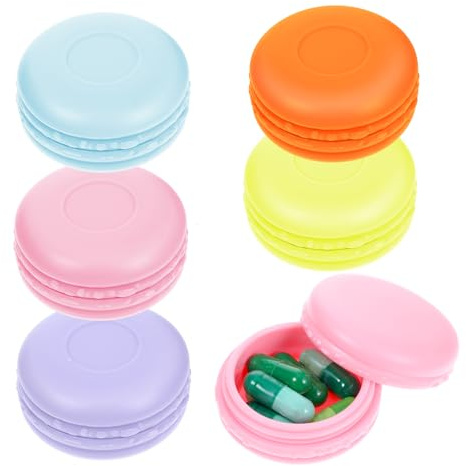 Dimeho 5 Stück Mini-Aufbewahrungsbox Bunte Süße Pillendose in Macaron-Form Süße Süßigkeiten-Pillendose Behälter Kleine Schmuckschatulle für Pillen Ohrringe Ringe Perlen Halskette
