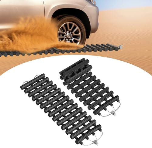 Aufun 2 Stücke Auto Anfahrhilfe, 60 x 21 cm Sandbleche Offroad, Traktionshilfe für Sand Schnee EIS Schlamm, Offroad Tracks Traction Mats, Traktionsmatte Sandblech mit Tasche für Schnee, EIS, Schlamm