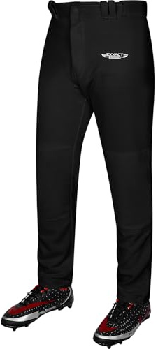 Exxact Sports Home Run Boys Baseball Pants Without Piping - Full-Length, Semi-Relaxed Fit, Open-Bottom Youth Baseball Pants - (YM, Black)