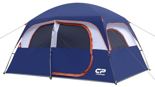 CAMPROS CP Tent-6-Person-Camping-Tents, Waterproof Windproof Family Tent with Top Rainfly, 4 Large Mesh Windows, Double Layer, Easy Set Up, Portable with Carry Bag (Navy Blue)