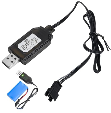 7.4V USB Charger Cable with SM-3P Connector Plug | Smart Universal RC Charger Cable, for Remote Control Cars/Toys/RC Plane/RC Tank/RC Boat, with Battery Protection