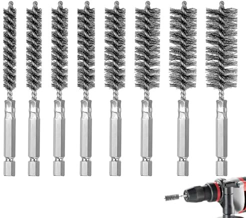 8 Brosse Metallique Pour Perceuse,Brosse Métallique Perceuse,Brosse Perceuse,Brosse De Nettoyage,Brosse à Tuyaux Pour Chaudière, Brosse à Tuyaux Pour Chauffage, Brosses Métallique A Main Cylindriques