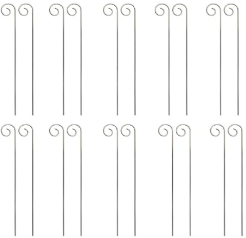 20Pcs 20cm Silver Plant Label Hooks Garden Markers Stake Holder Plant Label Hanger Garden Plant Sign Stake Rustproof Deformed Garden Plant Sign Hooks Hanging Rods for Flower Planter,Plant Markers