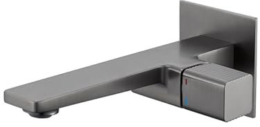 Brass Bathroom Sink Concealed Wall-Mounted washbasin undercounter hot and Cold Water Faucet(Gun Gray)