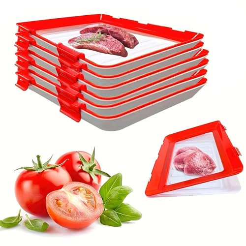 Boite a Charcuterie pour Frigo,Plateaux de Conservation sous Vide avec Film élastique,Boite a Jambon,pour Refrigerateur avec Couvercle,pour Conserver la Charcuterie,le Fromage,Jambon,et Plus (4PCS)