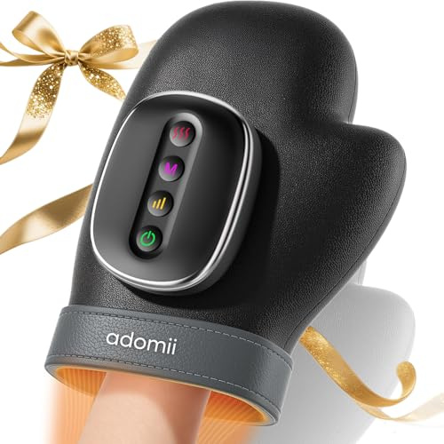 Adomii Masseur de main avec chaleur et compression – Soulage la fatigue et les douleurs de la main – Masseur de poignets et de doigts pour soulager le stress et la douleur – Masseur de main sans fil