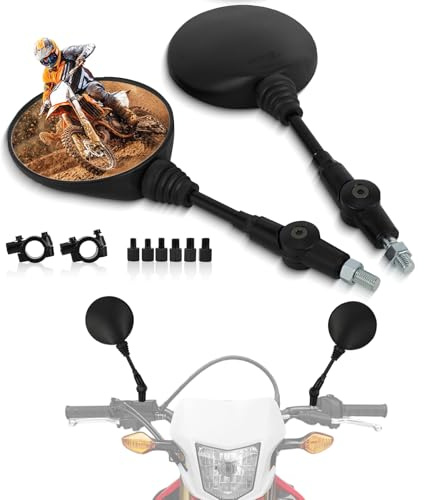 IUVWISN Motorcycle Rear View Side Mirrors Round Foldable Mirror 10mm Bolt 7/8 Handlebar Mount Universal for Adventure Street Dirt Bike Motorbike ATV UTV Scooter Moped Snowmobile Quad Black
