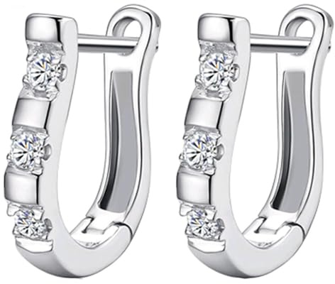 Tolldek Orecchini a cerchio in oro bianco 9 carati 375, moissanite U, au375, stile Liberty, vero oro