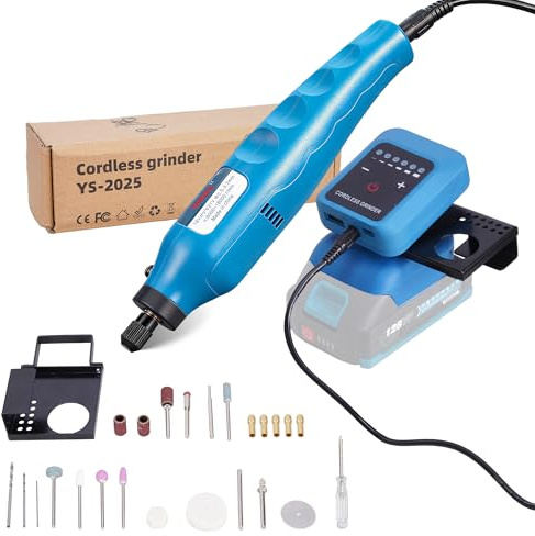 ONEVAN Herramienta Rotativa Multifunción Inalámbrica, Max 18000 RPM, Mini Taladro con 25 Accesorios y Soporte, para Pulir, Grabar, Cortar, Ideal para Manitas y Bricolaje (Sin Batería)