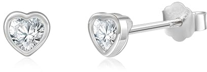 Kleine Herz Ohrstecker Sterling Silber 925 für Damen Herren Mini Zirkonia Ohrringe Stecker 3mm