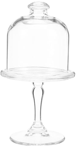 TOPBATHY Mini Alzatina per Dolci in Vetro Trasparente con Cupola Protettiva Supporto per Cupcake e Dessert Raffinato Espositore per Torte Compatto per Feste e Locali