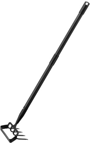 BESTonZON Rastrillo de Jardín Multifuncional Mango Ajustable 1,2 M para Jardinería, Azada de Estribo de Acero Inoxidable Ligera y Portátil, Herramienta Manual para Deshierbe y Cultivo