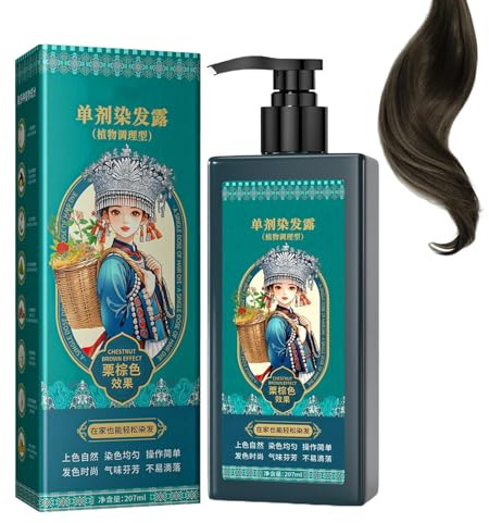 Hair Color Shampoo - 3-in 1 Shampoo Hair Colorant & Plants Based Hairs Dye | 207ml Instant Gray Coverage for Women & Men, Gentle Plant Formula, Softens and Adds Shine, Long-Lasting Natural Hairs Color