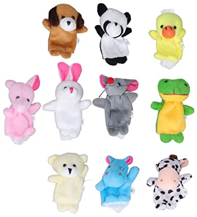 Fdit 10 Stück Handpuppen-, Kurze Plüsch-Fingerpuppen, Spielzeug für über 3 Jahre, Spielen für Im Vorschulalter, Interaktive Spiele für Eltern und