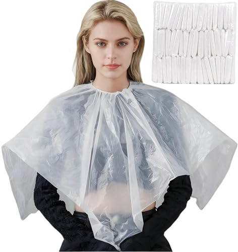 50Pcs Disposable Waterproof Capes, Hair Cutting Cape,Hair Color Cape Disposable Hair Salon Capes for Hair Stylist, Hair Dye and Styling Bibs for Hairdresser Artist Clients