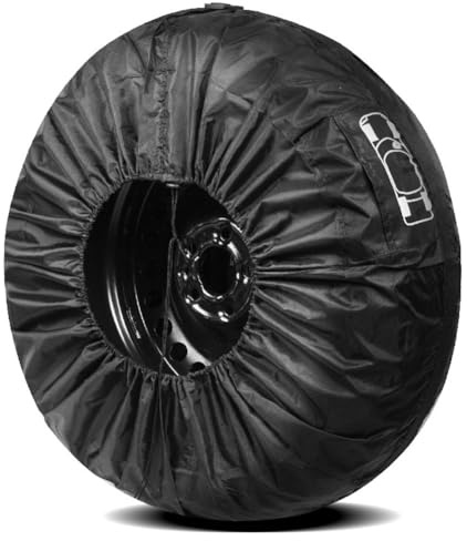 SageFurned Housse de pneu de secours réglable avec poignée de transport pour un rangement facile et une protection des pneus de secours de voiture de 33 à 58,4 cm (housse de pneu de rechange)