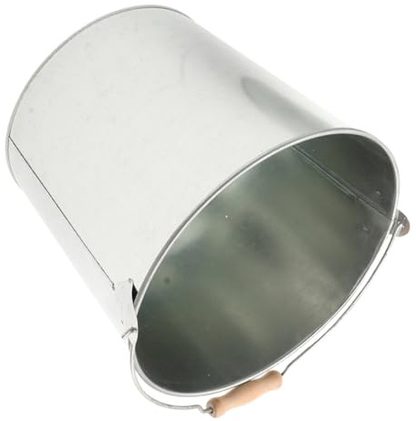 ROMISBABA Secchio di Metallo per Cenere 25x18x24 Cm, Contenitore per Carbone da Barbecue e Bruciatore da Giardino, Accessorio Resistente per Caminetti e Griglie Esterne, Facile da Pulire