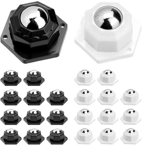 12 Pcs Petite Roulettes pour Meubles,Mini Roulettes Pivotantes Auto-Adhésives à Billes à 360 Degrés,Petites Roulette pour Meubles Lourd Appareils de Cuisine Boîtes de Rangement Poubelles,Noir/blanc