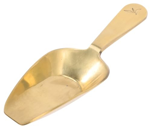 SAFIGLE Cuchara de Latón para Té Suelto Mini, Cucharilla Medidora Pequeña, Pala Artesanal para Granos de Café, Utensilio Versátil para Cocina y Ceremonia del Té