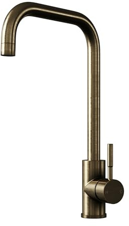 Liquida VT74AB Antique Brass Single Lever Square Neck Swivel Spout Kitchen Tap