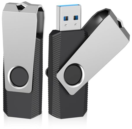 Vansuny Pendrive 64 GB 2 Pack Pen Drive 64GB USB 3.0 Alta Velocidad Llavero 64GB Memoria USB con Tapa Metálica Giratoria 360° para Coche/computadora/Consola de Juego (64GB, Negro)