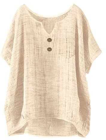 Womens Tops 2026 Women's Summer Oversized V Neck Fashion Short Sleeve Ladies T Shirts Boho Tops for Women UK Casual Plus Size Cotton Linen Clothing T-Shirts Blouses Going Out Party Shirt