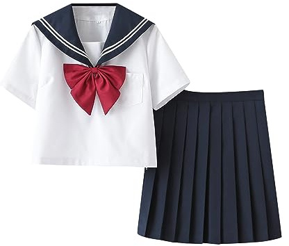 Disfraz de marinero para niña, traje de estudiante japonés (negro, S)