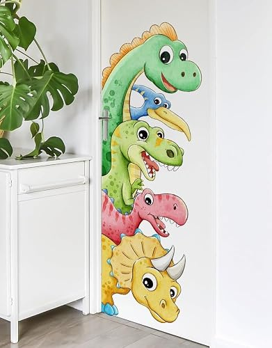 WandSticker4U®- [Aquafarben] Wandtattoo DINOSAURIER Kinderzimmer (29x87 cm) I Wandsticker Dino niedlicher Tiere I Wandaufkleber Dino Kinderzimmer Deko Junge Mädchen Babyzimmer