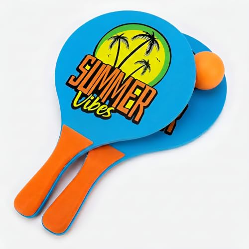 Par de raquetas de playa de Padel Beach Tennis con pelota blanda, juego de raquetas de madera para playa, piscina, playa y jardín, resistentes y ligeras