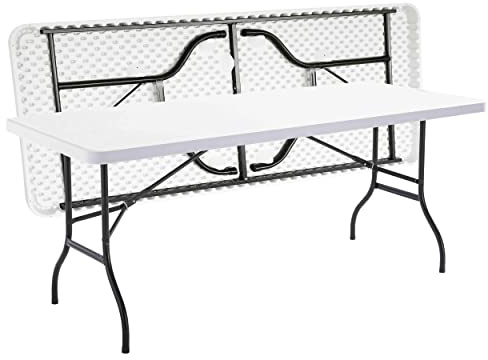 Rekkem Table de Jardin Pliante 8 Places Blanc - 180cm x 74cm x 74cm