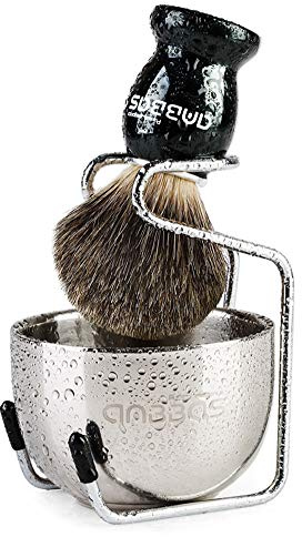 Anbbas 3IN1 Shaving Brush Kit,with Bowl and Stand for Men Traditional Shave | Badger Hair Good Water Absorption Skin Friendly Lather Soap No Shedding Morning Personal Care Easy To Clean Space Saving