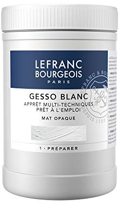 Lefranc & Bourgeois Gesso, White, Universalgrundierung Acrylic Painting, Ready to Use – Matte Opaque Opaque for Canvas, Paper, Stone, Wood, Plaster, 1000ml Topf