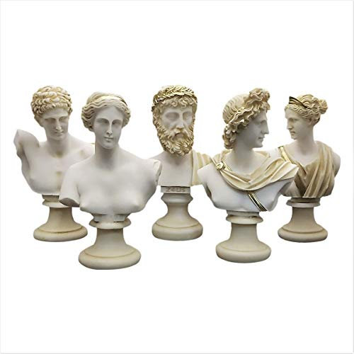 Set 5 Büste Kopf Gott Zeus Artemis Aphrodite Hermes Apollo griechische römische Statue cast Alabaster