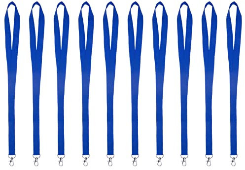 100 x Karteo® Schlüsselband mit Karabiner blau | Lanyard 20mm | unbedruckt | zum Umhängen für Kartenhüllen Ausweise Handy Autoschlüssel Zugangskarten