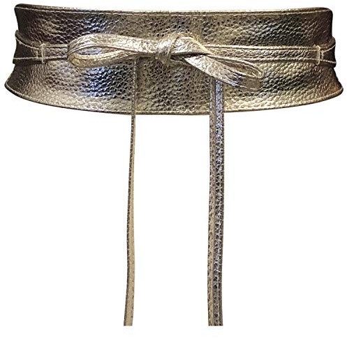 Cinturón Obi de mujer Banda de cintura ancha de encaje Cincha de cuero sintético Ate una talla Boho (Cuero Dorado)