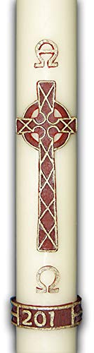 F.A.Dumont Paschal Candle with Red Celtic Cross Wax Motif (2 x 30)