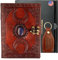 Urban Leather 3 Moon Blue Lapis geprägtes Vintage-Leder-Tagebuch für Männer und Frauen zum Einschreiben, Zauberbuch Wicca Heide Hexerei Buch der Schatten Skizzenbuch-Notizbuch, Unlinierte Seiten