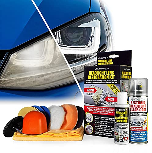 BITS4REASONS - E Tech Professional Headlight Restoration Kit with Full Set of Tools. Headlamp Restoration Kit to Repair Discolouration, Scratches, Cloudiness & Other Imperfections.