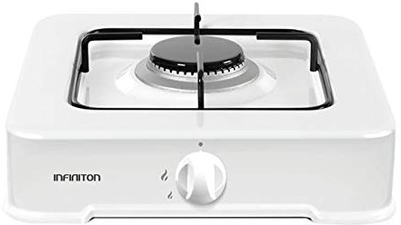 IINFINITON | Cocina de Gas Portatil GGP-W1 | 30cm de Ancho | Hornillo a Gas | Quemadores desmontables | 1 Fuego | Portatil | Apoyo antideslizante | Color Blanco