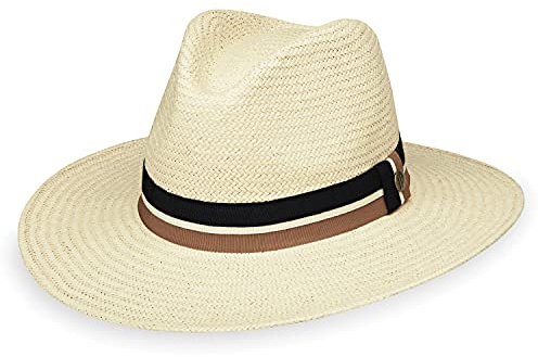 Wallaroo Hat Company – Men’s Turner Fedora – Wide Brim Straw Hat with UPF 50+ Sun Protection for Summer and Outdoors (Ivory, Medium/Large)