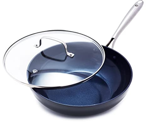 Blue Diamond Cookware Bratpfanne, 27,9 cm, harteloxiert, gesunde Keramik, antihaftbeschichtet, PFAS- und PFOA-frei, spülmaschinen- und ofenfest, gleichmäßige Erwärmung, Metall-Utensiliensicher