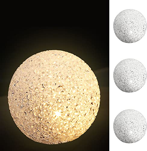 Cepewa LED Dekokugel 3er Set │ Kunststoff Metall Ø10cm weiß batteriebetrieben │ Stimmungslicht Gartendeko Crinkledesign (1 x 3er Set LED Kugel Ø10cm)