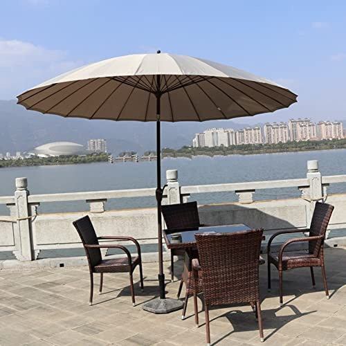 JJ Home Parasol de Patio extérieur étanche, ø300cm Parasol de Jardin Shanghai réglable incurvé, Parasol de Table de marché, Inclinaison à Bouton-Poussoir (Color : Khaki)