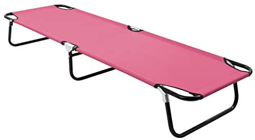 Makastle Klappbare Sonnenliege Relaxliege Strandliege Gartenliege Klappbar Liege aus Stahl und Polyester Material, Gartenliegestuhl Klappliege Gartenstuhl 190 x 58 x 28 cm Rosa