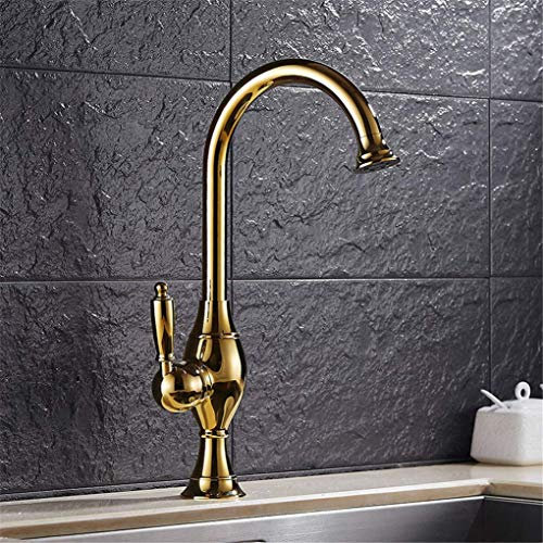 Kupfer-Waschtischarmatur Badarmatur Kaltwassermischer Küche Badezimmer Zweizweck-Wasserhahn Badarmatur Einloch-Waschtischarmatur Küchenarmatur Gold Einhand-Gürtelbelüfter good