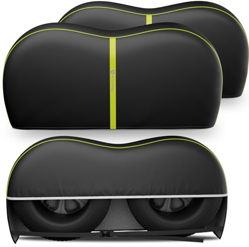 Rosefray Wohnmobil-Reifenabdeckungen, Doppelachsen-Radabdeckung (2 Stück), passend für Reifen mit einem Durchmesser von 68,6 cm - 76,2 cm / 76,2 cm - 83,8 cm, wasserdicht, UV-Schutz, Schwarz