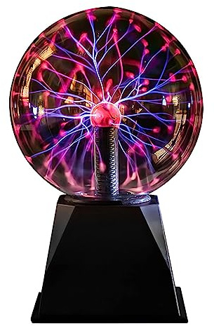 Riserva 6 Inch Magic Plasma Ball, Touch and Sound Sensitive, Red | Plasma Globe Lamp Plug in Sphere Night Light for Decorations, Bedroom, Party, Living Room
