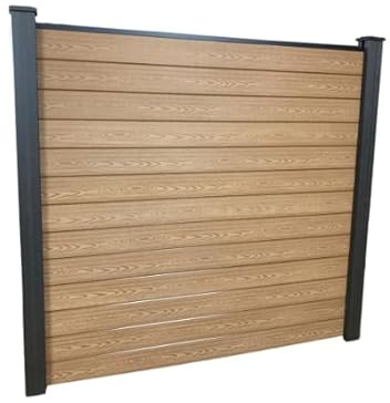 WL Composites Versatile Composite Fence Panels for Garden and Driveways- Various Heights and Colours (4ft, 5ft, 6ft), Fence Post and Panels for Garden (One Post) (6ft, Golden Oak)